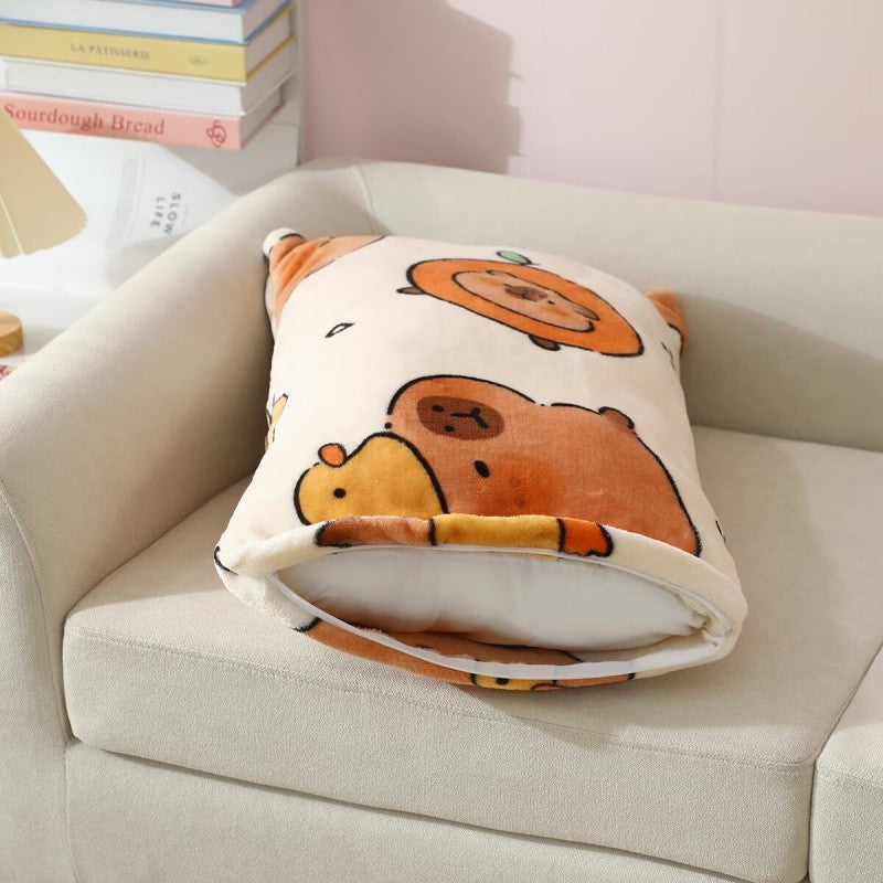 Cartoon Capybara Blanket Warm Flannel Nap Blanket Soft Comfortable Pillowcase Sofa Bed Sleeping Blanket Bedspread Girl Soft