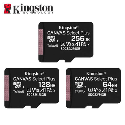 Cartão de Memória Kingston 128GB 256GB MicroSD TF 64GB U1 V30 A1 MicroSD SDCS2 100Mb Velocidade de Leitura Classe 10 Flash Micro Card para Celular