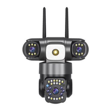 Câmera IP WiFi Externa 15MP 8K Lentes Triplas Telas Triplas Monitor de Vídeo de Segurança Visão Noturna Zoom 10X Câmeras CCTV à Prova d'Água