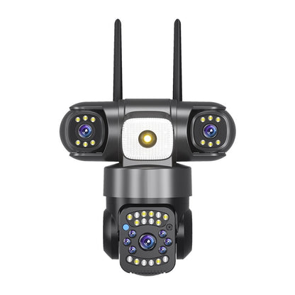 Câmera IP WiFi Externa 15MP 8K Lentes Triplas Telas Triplas Monitor de Vídeo de Segurança Visão Noturna Zoom 10X Câmeras CCTV à Prova d'Água