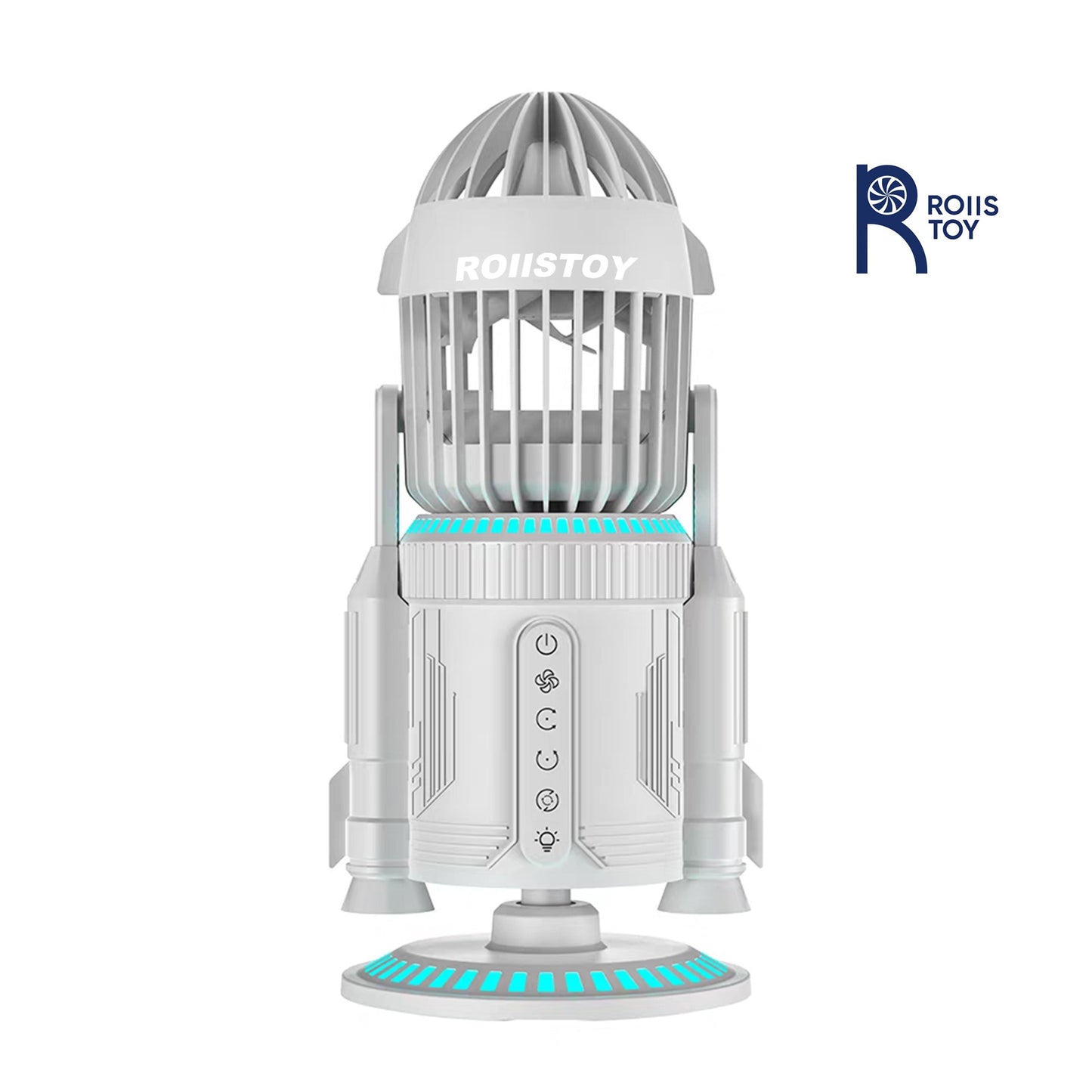 Space Inspired Rocket Fan Battery Operated USB C Rechargeable 3 Level Breeze Adjustable Ultra Quiet Desktop Cooler