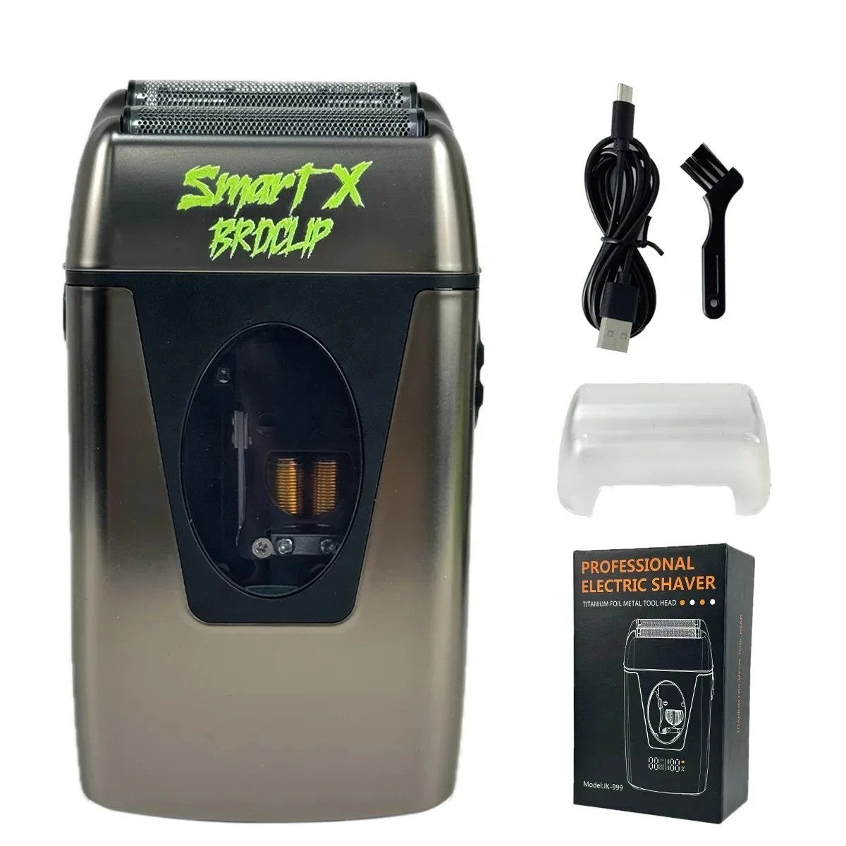 9000RPM BRDCLIP BRD999 Magnetic Motor Professional Electric Men's Beard Trimmer Double Foil Shaver USB Hair Cutting Machine