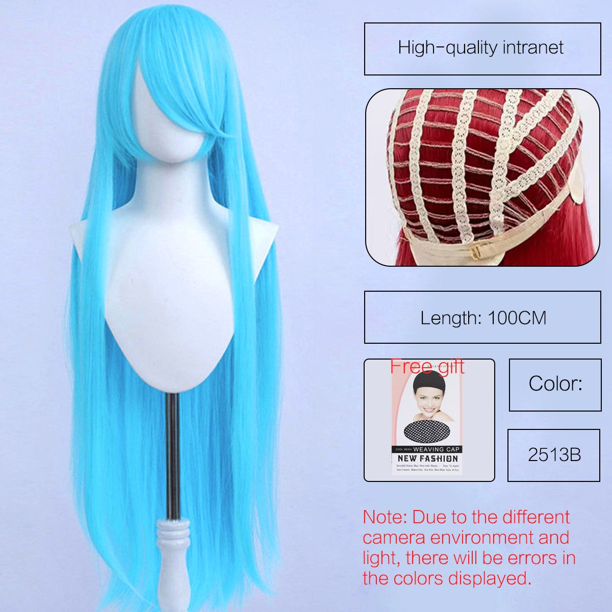 Synthetic Cute Cosplay Wig 40-inch Oblique Bangs Anime Costume Long Straight Lolita Wig Party Wig