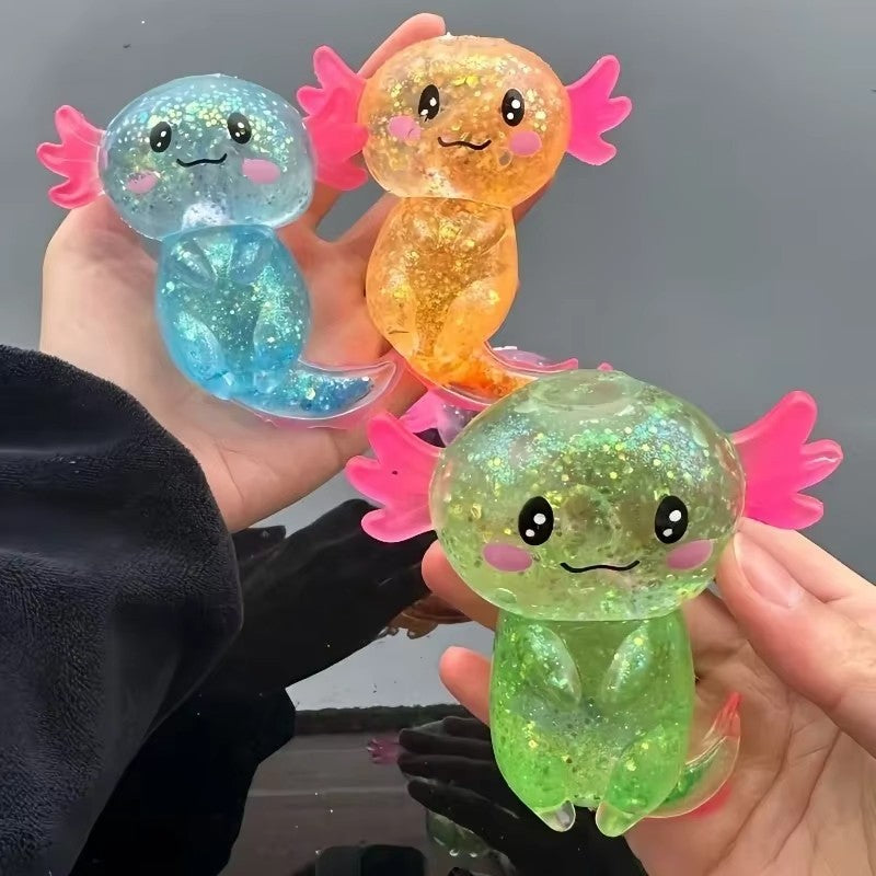 Glitter Salamander Maltose Fidgets Toys Squishy Malt Sugar Stretchy Axolotl Fun Squeeze Birthday Supplies Anti-Anxiety Gifts