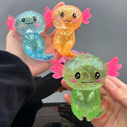 Glitter Salamander Maltose Fidgets Toys Squishy Malt Sugar Stretchy Axolotl Fun Squeeze Birthday Supplies Anti-Anxiety Gifts