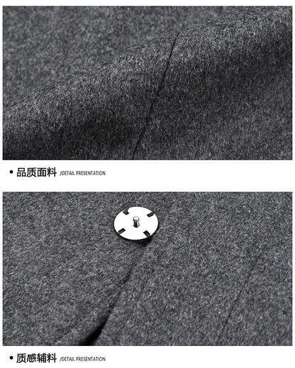 COMXZ 2025 Winter Woolen Trench Coat Men Retro Thick Cashmere Coat Korean Street Man Clothes Lightw Luxury Wool Blends Overcoat