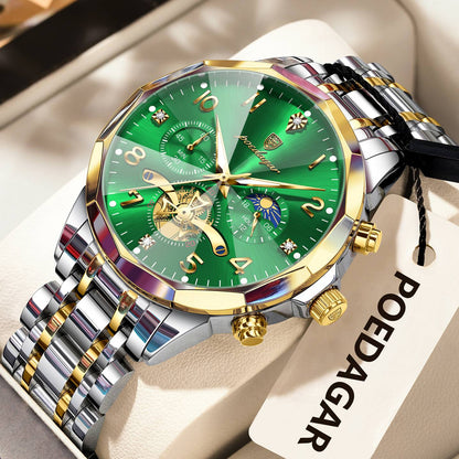 POEDAGAR Luxo Alta Qualidade Relógio de Pulso Masculino Cronógrafo Aço Inoxidável Quartzo Relógios Masculinos Impermeável Luminoso Relógio Masculino Reloj