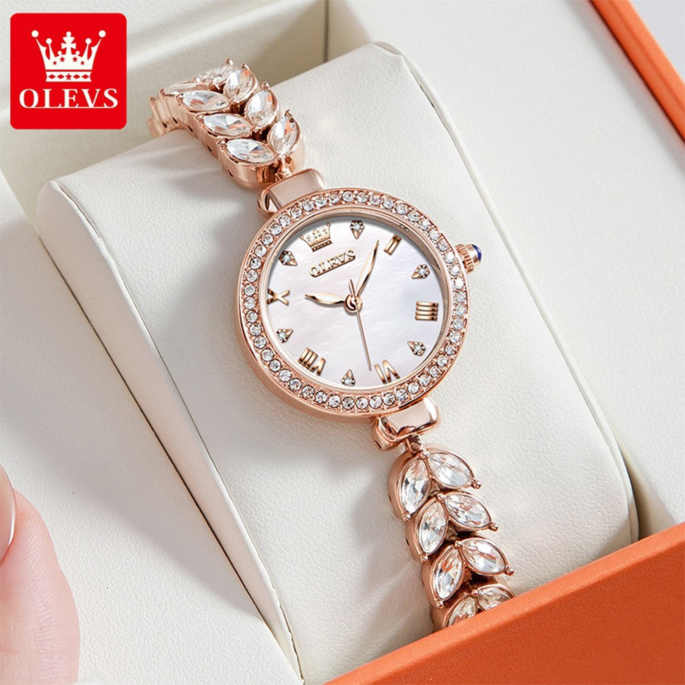 OLEVS 9971 Women Watch Luxury Brand Quartz Watch Fashion Unique Design Diamond Mermaid Bracelet Dress Watch Women Elegant Watch