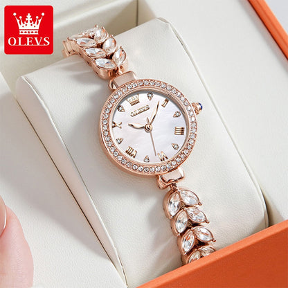 OLEVS 9971 Women Watch Luxury Brand Quartz Watch Fashion Unique Design Diamond Mermaid Bracelet Dress Watch Women Elegant Watch