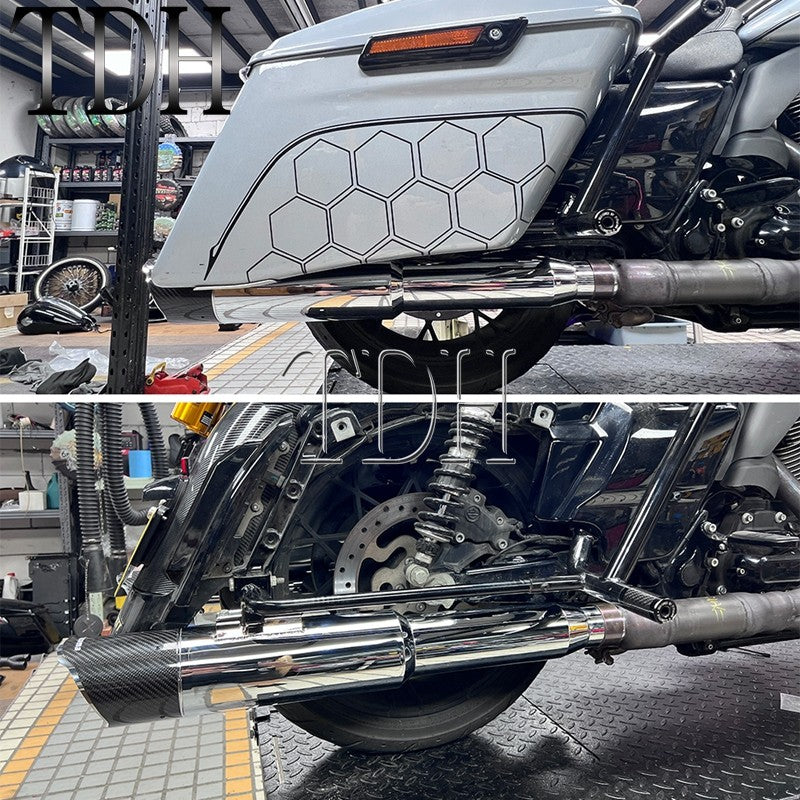 Motorcycle Exhaust System Carbon Fiber Muffler Pipe For Harley Street Road Glide ST FLTRXST FLHXST FLHX PAZOMA Exhaust Mufflers