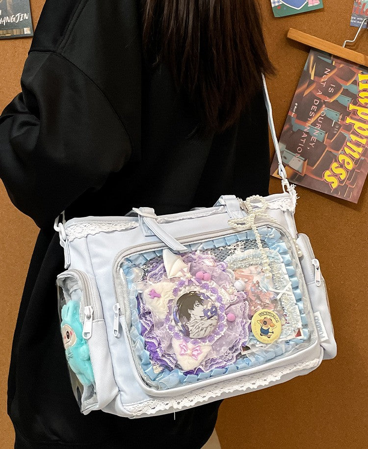 New Japanese Style Transparent Crossbody Bag Cute Candy Color Commuting Shoulder Bag for Girls Simple and Casual Texture Ita Bag