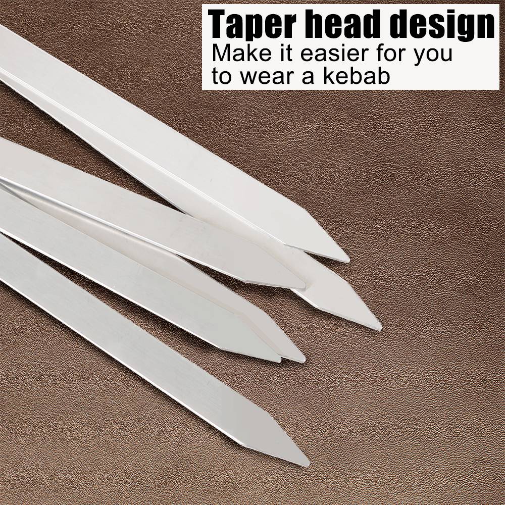 6Pcs Long Handle Shish Kebab Wood BBQ Fork Stainless steel Outdoors Grill Needle Barbecue Grill Stick 55cm 21.65" BBQ Skewers