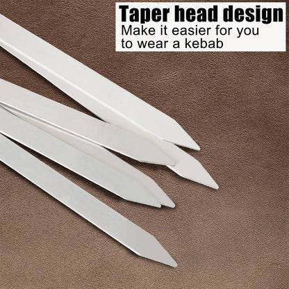 6Pcs Long Handle Shish Kebab Wood BBQ Fork Stainless steel Outdoors Grill Needle Barbecue Grill Stick 55cm 21.65" BBQ Skewers