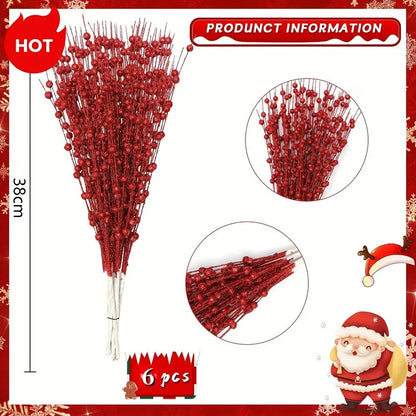 6pcs Christmas Decoration Pistachio Wedding Gift Gold Powder Berries Christmas Tree Handmade DIY Sequin Gold Powder Ball Bunch