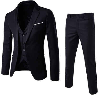 3pcs Suit Men Slim Formal Suit Solid Color Vest Pants Set 3 Piece Mens Suit Business Suit costume homme ?????? ???????