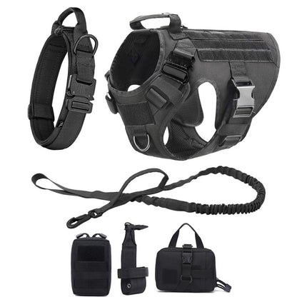 Coleira Peitoral Tática para Cães com Alça e Bolsas Molle para Cães de Porte Médio e Grande, Colete Militar de Treinamento para Pets, Coleira Ajustável para Cães de Serviço
