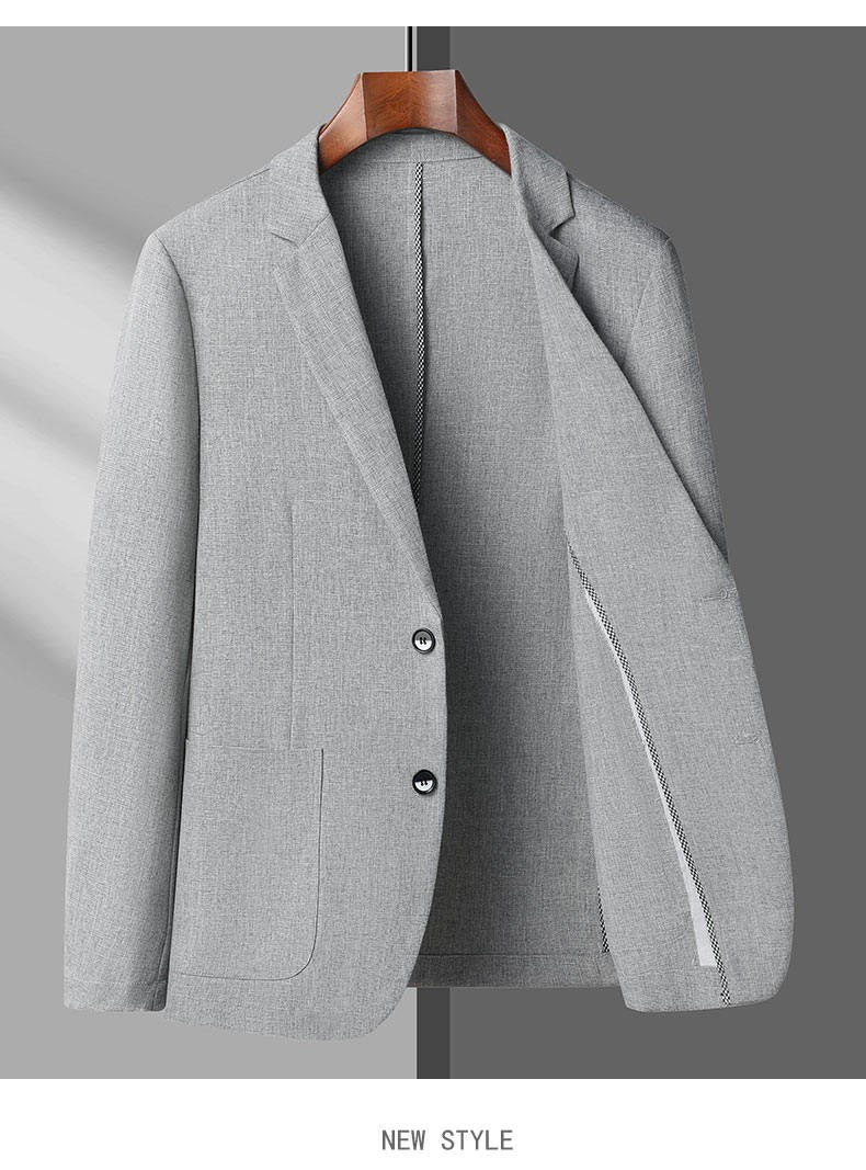 2024 Summer Ice Silk Blazers Elasticity Men's Thin Windbreak Classic Solid Color Casual Business Suit Jackets Office Social Coat