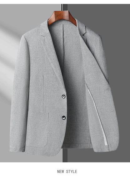 2024 Summer Ice Silk Blazers Elasticity Men's Thin Windbreak Classic Solid Color Casual Business Suit Jackets Office Social Coat