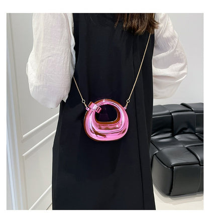 Fashion Crescent Mini Acrylic Chain Evening Bag for Women, Shoulder and Crossbody Bag