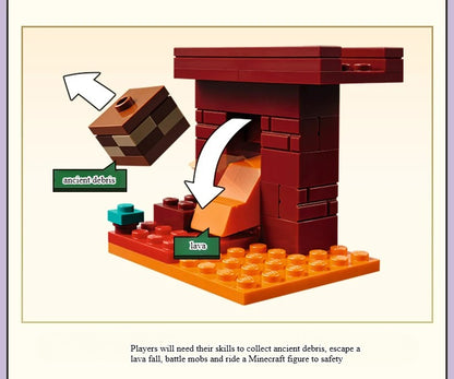 LEGO® Minecraft® Batalha de Lava do Nether Grande Diversão de Construir e Brincar para Meninos e Meninas a Partir de 6 Anos Presente de Aniversário e Natal 21266 99 Peças
