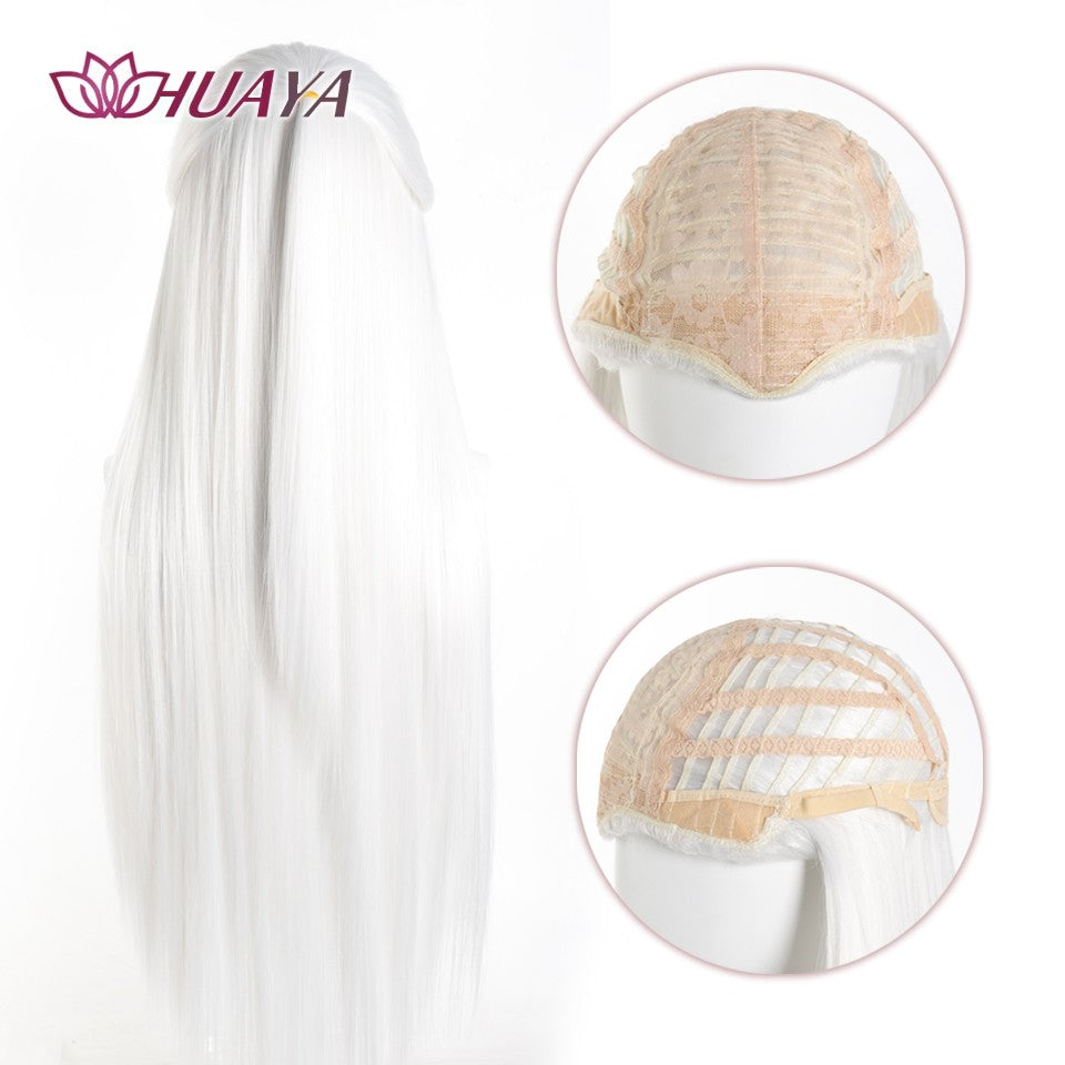 Peruca Sintética Longa Lisa para Cosplay Estilo Antigo Chinês Masculina Príncipe Bonito Penteado Cabelo Caído Peruca Hanfu
