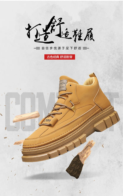 Men's boots four season high-top Joker thick-sole casual boots soft-sole non-slip comfort outdoor boots fashion youth work boots