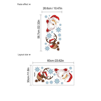 Santa Claus Reindeer Wall Stickers Christmas Home Decoration Living Room Background Wall Stickers Christmas Bedroom Wall Sticker