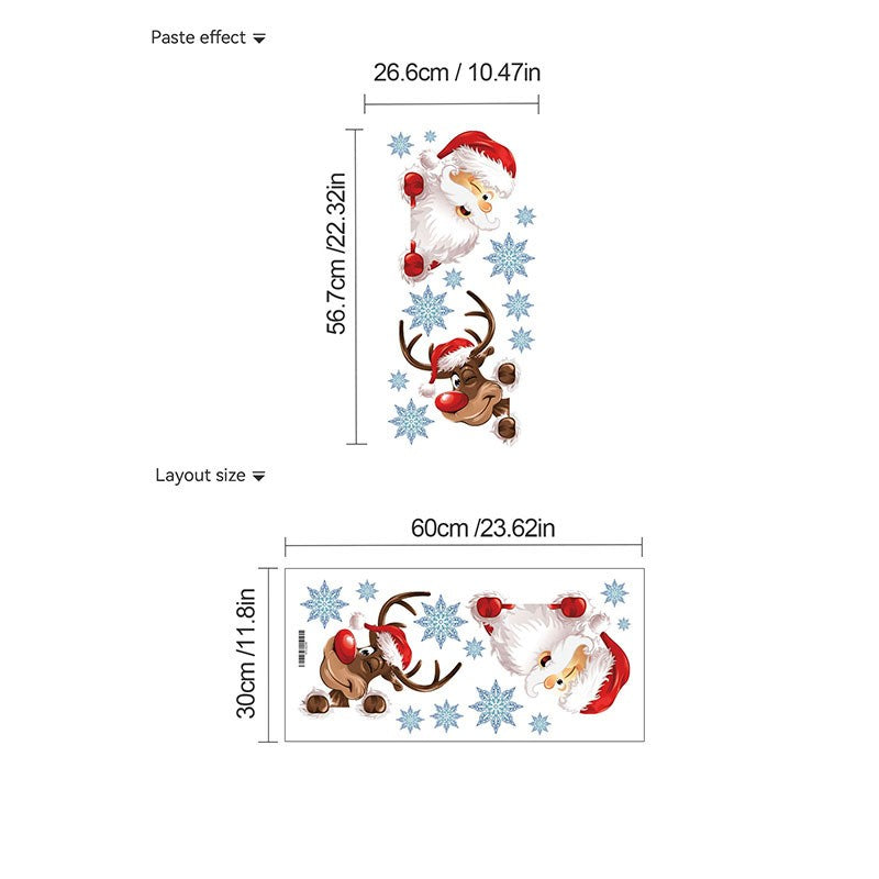 Santa Claus Reindeer Wall Stickers Christmas Home Decoration Living Room Background Wall Stickers Christmas Bedroom Wall Sticker