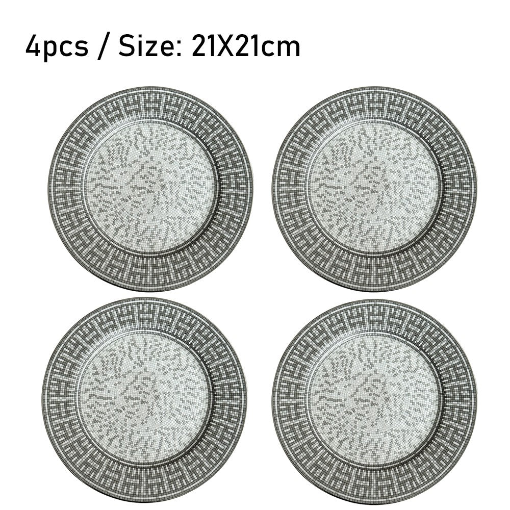 Conjunto de Mesa Elegante em Porcelana Fina Europeia Louça Ocidental Prato de Bife Prato Raso Prato de Dim Sum Faca Garfo Doméstico Prato de Bife