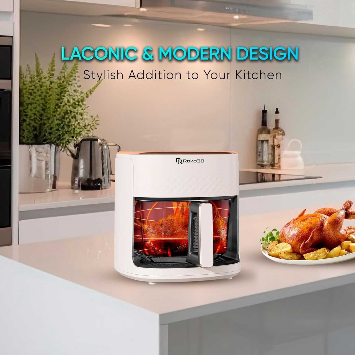 Fritadeira de Ar Cesto de Vidro 4.5 Litros | Tecnologia Inovadora Para Cozinhar Facilmente sem Óleo | Fritar, Assar, Grelhar Refeições Dietéticas | Diswa