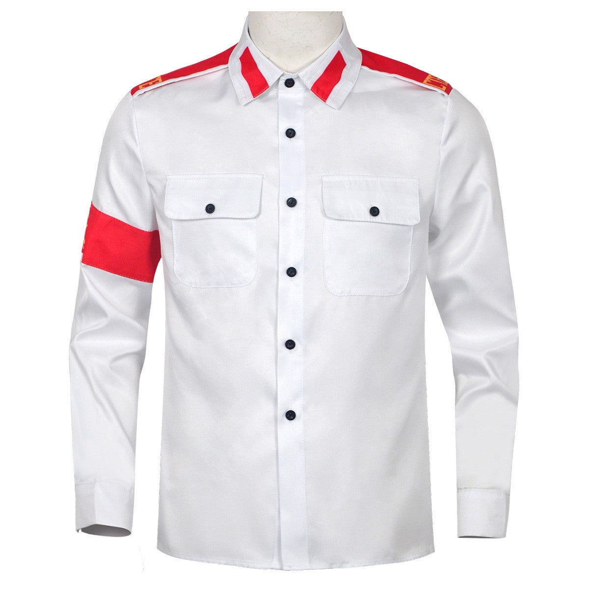 Michael Jackson Impersonator RetroCTEAntiWar Patch EmbroideredShirt Men's Military Style Long SleeveButtonDown Shirt Collectible