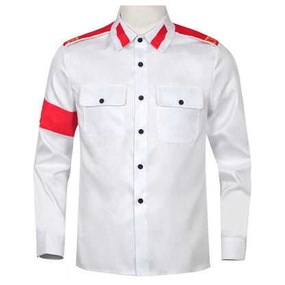 Michael Jackson Impersonator RetroCTEAntiWar Patch EmbroideredShirt Men's Military Style Long SleeveButtonDown Shirt Collectible