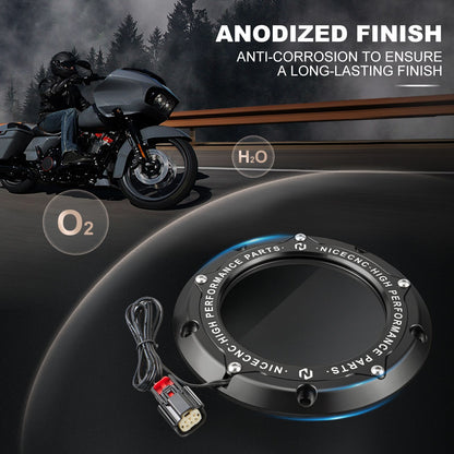 Para Harley Street Glide FLHX 2016-2023 Tampa de Embreagem Derby com Luz de LED Road King FLHR Road Glide FLTRX CVO Tri Glide Electra Glide