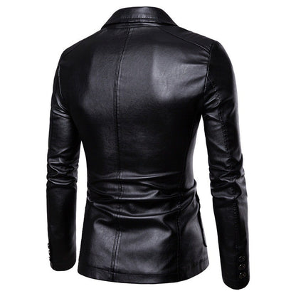 Plus Size 6XL Washed Leather Blazer Jackets For Man, Autumn Men's PU Motocycle Jacket, Business Button Leather Windbreaker