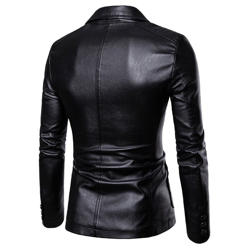 Plus Size 6XL Washed Leather Blazer Jackets For Man, Autumn Men's PU Motocycle Jacket, Business Button Leather Windbreaker