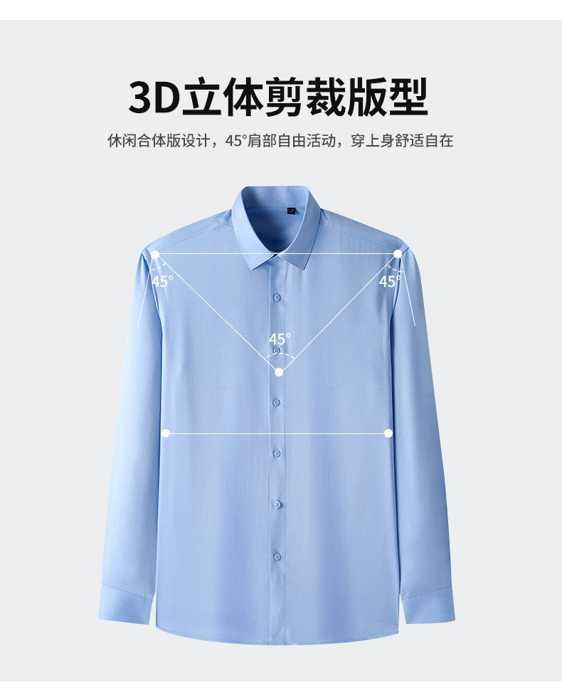 Men's white shirt long sleeved wedding business non ironing formal wear professional workwear casual wrinkle resistant shirt