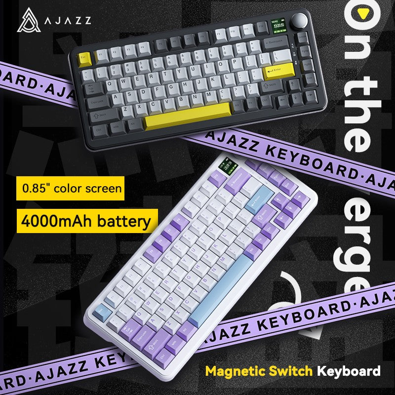 AJAZZ AK820 MAX HE Teclado Gamer Magnético de Efeito Hall, Acionamento Ajustável, Taxa de Sondeo de 8KHz, Gasket, Teclado com Fio