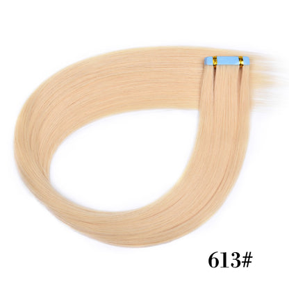 Apliques de Cabelo Sintético Liso com Fita Adesiva 10 Peças Extensão de Cabelo Natural 24 polegadas para Mulheres Invisível Dupla Face Estilo Livre