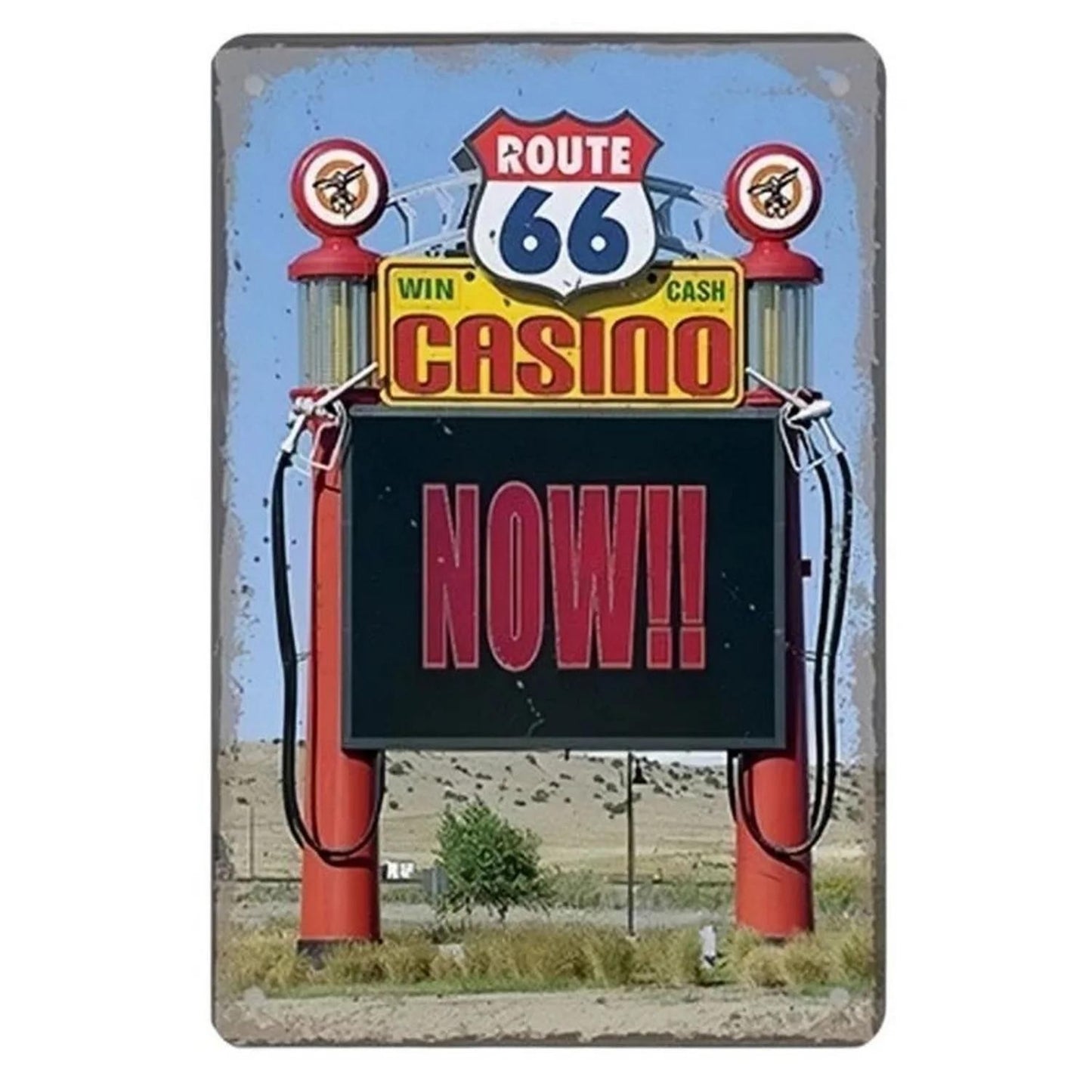 A retro Route 66 neon aluminum sign interesting Route 66 aluminum poster bar decoration restaurant decoration street decoration