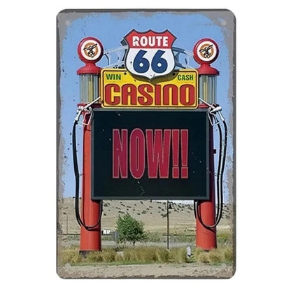 A retro Route 66 neon aluminum sign interesting Route 66 aluminum poster bar decoration restaurant decoration street decoration