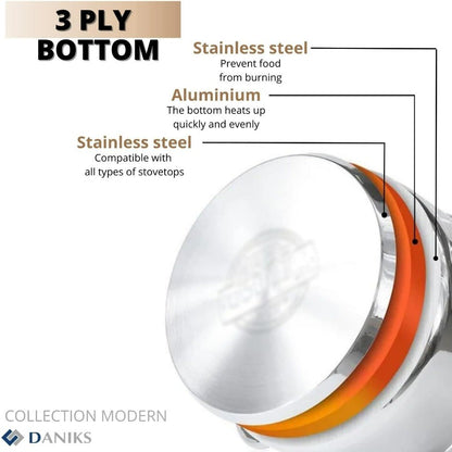 Modern 10-Piece Stainless Steel Induction Cookware Set – Dishwasher Safe Saucepan, Pots with Heatproof Handles, Glass Lids, Silv