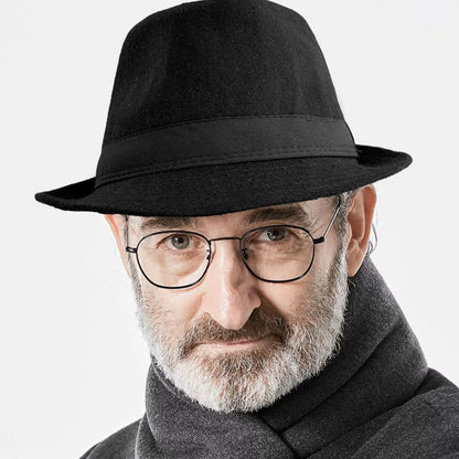 New Fashion Casual Topper for Men British Fashion Black Jazz Hat Wool Versatile Middle-aged Elderly Hat Elegent Trend Fedoras