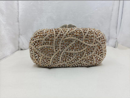 XIYUAN Women Burgundy Stones Evening Bags Crystal Clutch Wedding Party Rhinestone Handbags Bridal Floral Minaudiere Purses Green