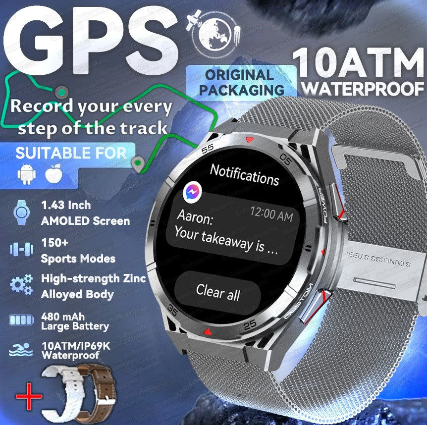2025 AGPS New Men Smart Watch DIgital Military Sport Electronic Bluetooth 10 ATM Waterproof Diving Original Bracelet