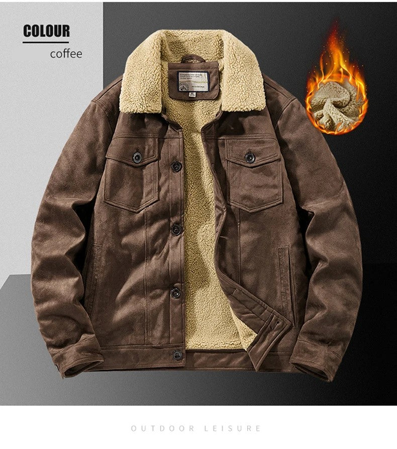 NEEDLESNOAH Autumn Winter Men Warm Pilot Jackets Fleece Suede Thick Coats Male Single Breasted Classic Parkas Fahion Windbreaker