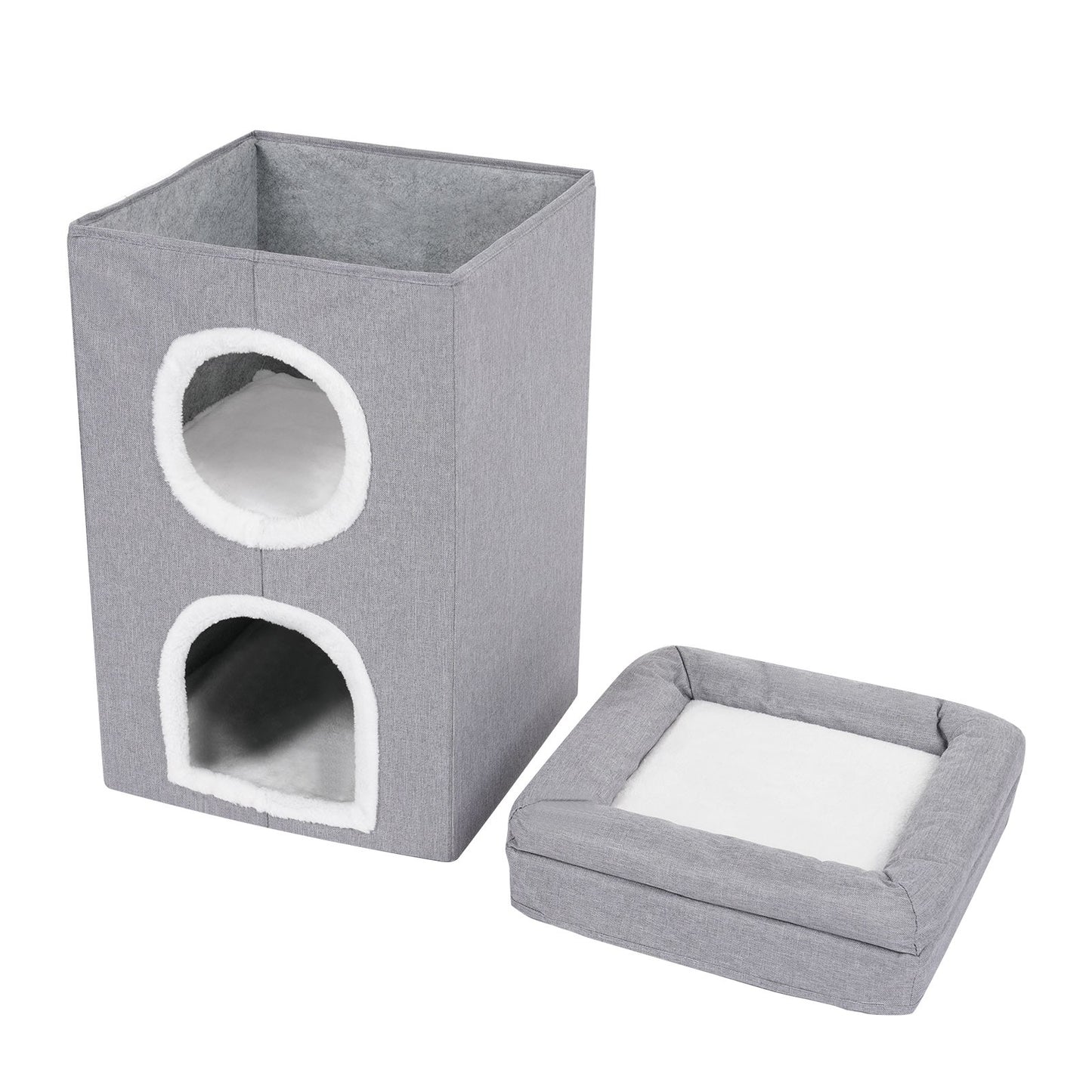 Casa para Gatos, Cama Interna para Gatos, Apartamento Moderno e Fofo para Gatos, Ninho Dobrável para Gatos - Cinza?para Uso Doméstico, Pet Shop