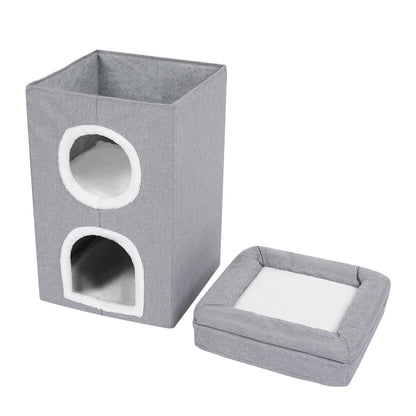 Casa para Gatos, Cama Interna para Gatos, Apartamento Moderno e Fofo para Gatos, Ninho Dobrável para Gatos - Cinza?para Uso Doméstico, Pet Shop