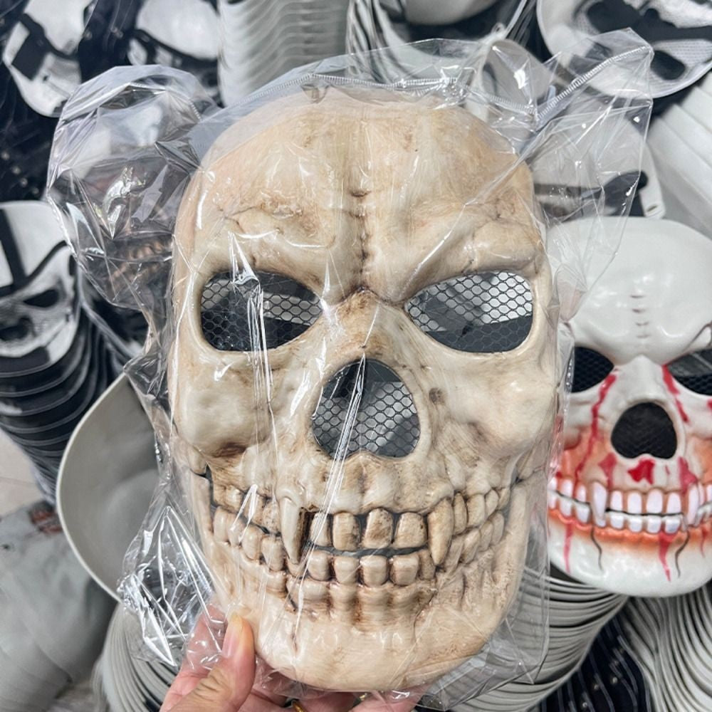 Bloody Effect Moving Mouth Skull Mask Realistic Full Face Halloween Skull Masks Funny Spooky Scary Skull Headgear for Women Men