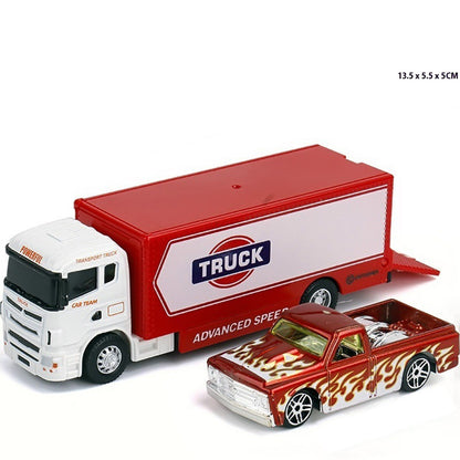 Minicaminhão de Reboque de Contêiner 1:64 Brinquedo Modelo de Liga Série de Carros Diecast com Veículos de Metal de Fricção Modelo Clássico Presente Infantil