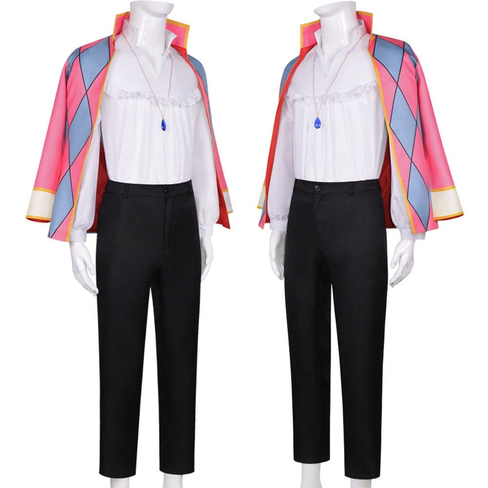 Howl Cosplay Costume Anime Full Set With Jacket Shirt Pants Necklace Earnings For Halloween Comic Con Big Size Howl Outfits